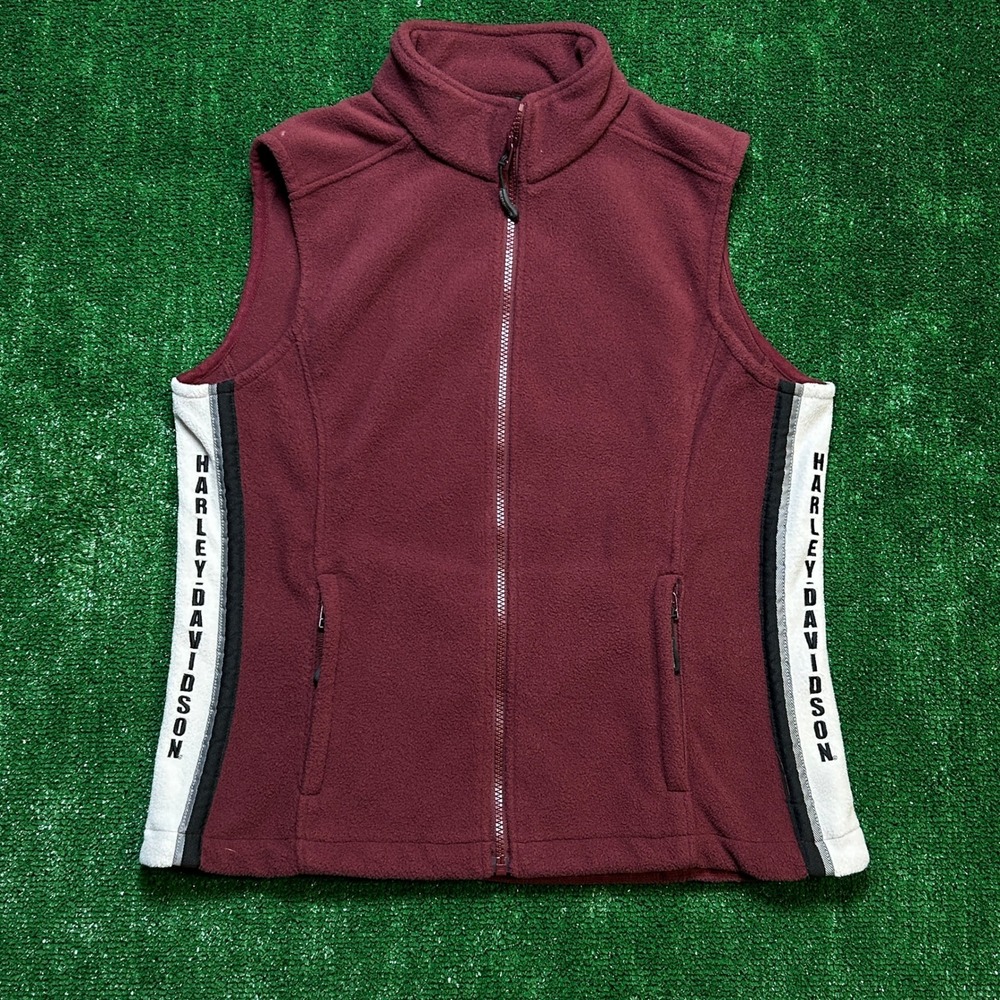 Harley-Davidson Women L Colorblock Side Hit Full-Zip Fleece Vest
